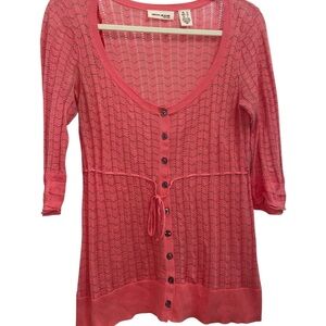 DKNY Pink Button Up Knit Top Fairycore Coquette Womens XS